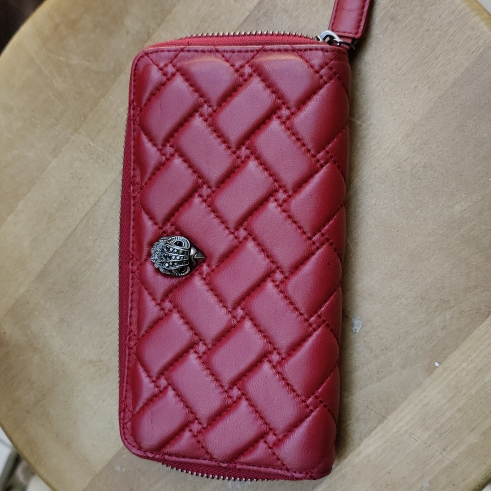 Kurt Geiger Quilted Leather zip wallet Red